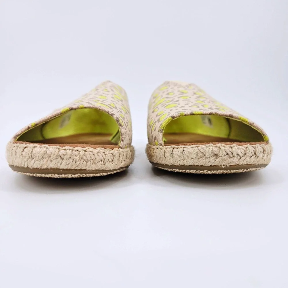 TOMS Alpargata Open Toe Sandals Limeade Leopard Print Women's 8.5 EUR 39‎